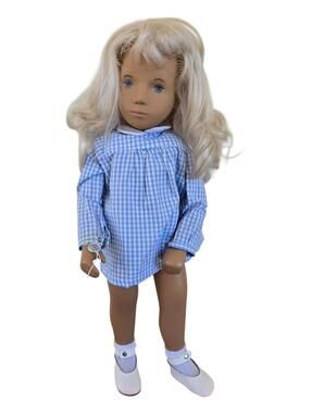 Vtg Ltd Edition Sasha Doll Blonde 16" Blue Gingham Dress, Excellent Condition